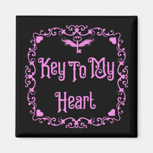 Goth Valentine Nyckel Till Mitt Hjärta Rosa Magnet