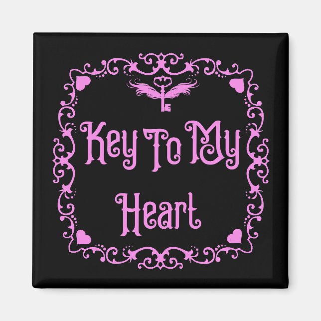 Goth Valentine Nyckel Till Mitt Hjärta Rosa Magnet (Framsidan)