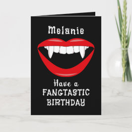 Goth Vampire Fangs Birthday Card Kort