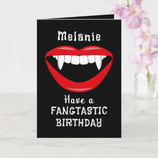 Goth Vampire Fangs Birthday Card Kort