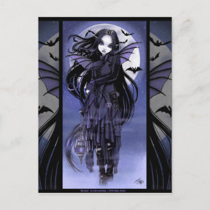 Goth Vampire Fladdermus Fairy Lila Måne Morgan Pos Vykort