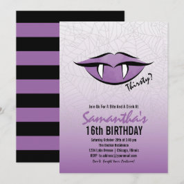 Goth Vampire Läppar Halloween Birthday Investigati Inbjudningar