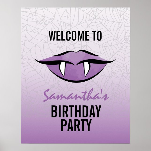 Goth Vampire Läppar Halloween Birthday Poster Sign (Framsidan)