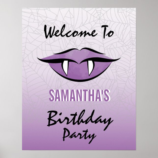 Goth Vampire Läppar Halloween Birthday Poster Sign (Framsidan)