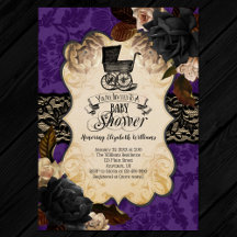 Goth Victorian Lila Baby Shower-inbjudan