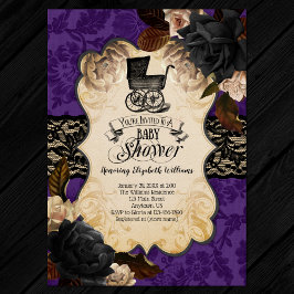 Goth Victorian Lila Baby Shower-inbjudan Inbjudningar