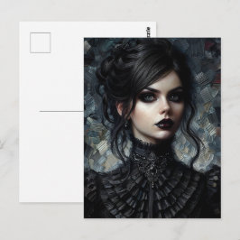 Goth Victorian Woman in Black Vykort