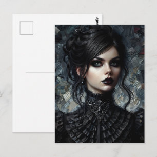 Goth Victorian Woman in Black Vykort
