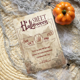 Goth vintage brun vuxen söt halloween fest inbjudningar