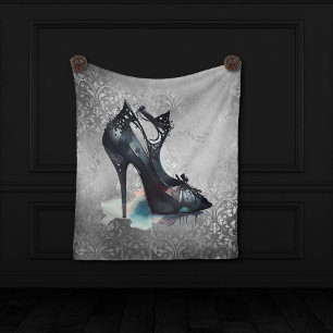 Goth Vogue Grunge   Teal Stänk Stiletto High Heel Fleecefilt