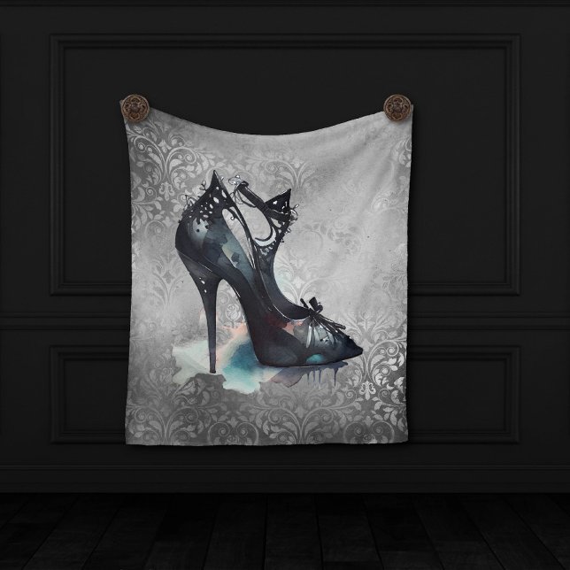 Goth Vogue Grunge | Teal Stänk Stiletto High Heel Fleecefilt (Skapare uppladdad)