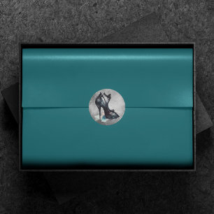 Goth Vogue Grunge   Teal Stänk Stiletto High Heel Runt Klistermärke