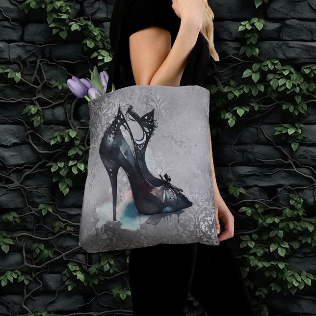 Goth Vogue Grunge | Teal Stänk Stiletto High Heel Tygkasse (Skapare uppladdad)