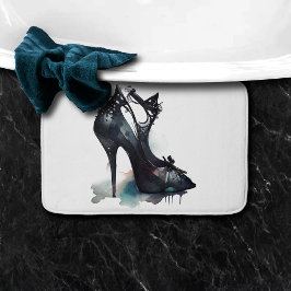 Goth Vogue | Teal Stänk och Stiletto High Heel Badrumsmatta
