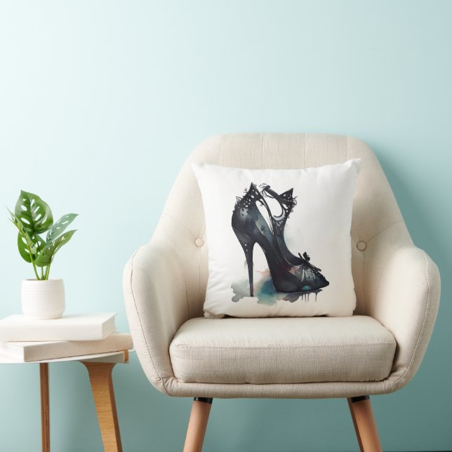 Goth Vogue | Teal Stänk och Stiletto High Heel Kudde (Stol)