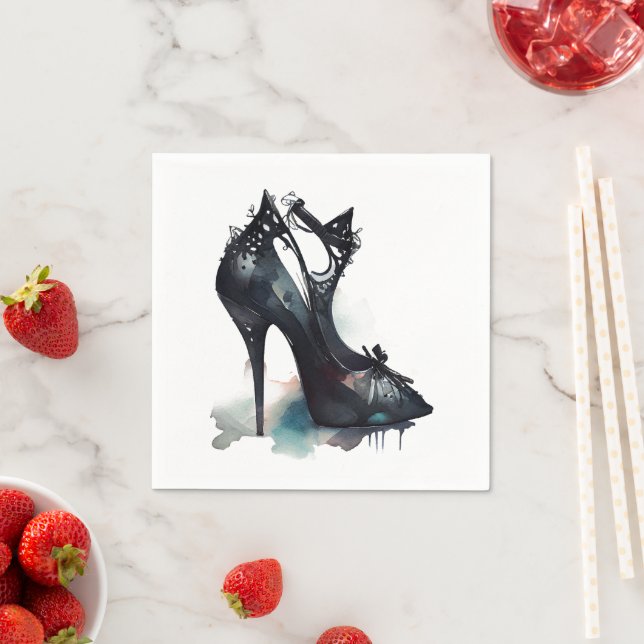 Goth Vogue | Teal Stänk och Stiletto High Heel Pappersservett (Insitu)