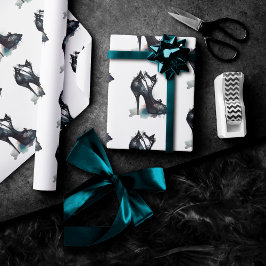 Goth Vogue | Teal Stänk och Stiletto High Heel Presentpapper