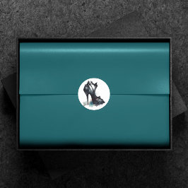Goth Vogue | Teal Stänk och Stiletto High Heel Runt Klistermärke