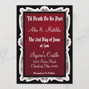 Goth Wedding-inbjudan i Black and Red Inbjudningar