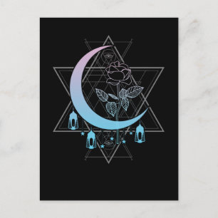 Goth Witch Ro Skull Geometric Crescent Måne Vykort