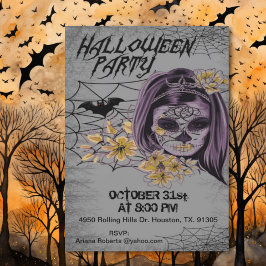 Goth Woman Zombie Scary Vuxen Halloween-inbjudan Inbjudningar