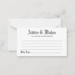 Gotham Advice & Önskemål Bröllop Card Rådkort