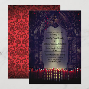 Gotham Archway med Red Candles Bröllop Inbjudningar