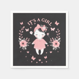 Gotham Baby Shower Rosa Black Pappersservett