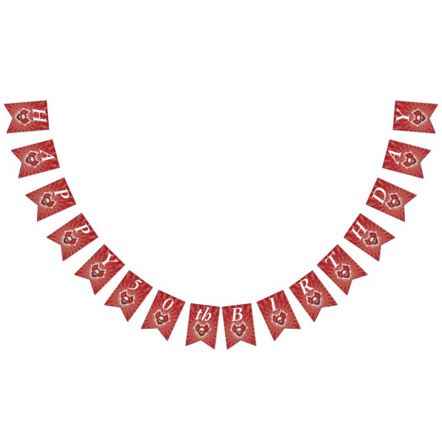 Gotham Birthday Skull Bones Red Heart på Spiral Vimplar (Alla)