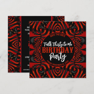 Gotham Birthday Talk Tretty Black + Red Party Inbjudningar
