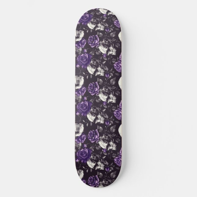 Gotham Black and Lila Döskallar Ro Skateboard (Framsida)