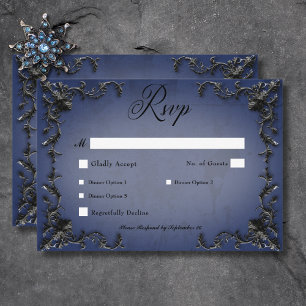 Gotham Black & Blue Filigree Heart Middag OSA Kort