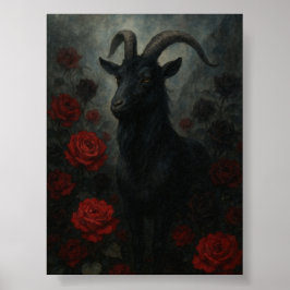 Gotham Black Goat med Röd ros Mörk Art Poster