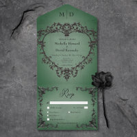 Gotham Black & Grönt Filigree Heart Middag