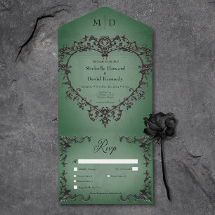 Gotham Black & Grönt Filigree Heart Middag