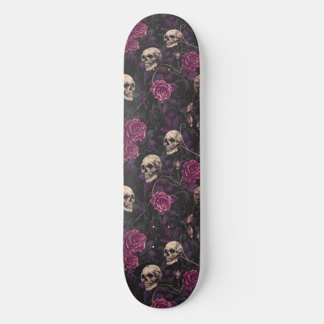 Gotham Black Lila Döskallar och Ro Skateboard (Framsida)