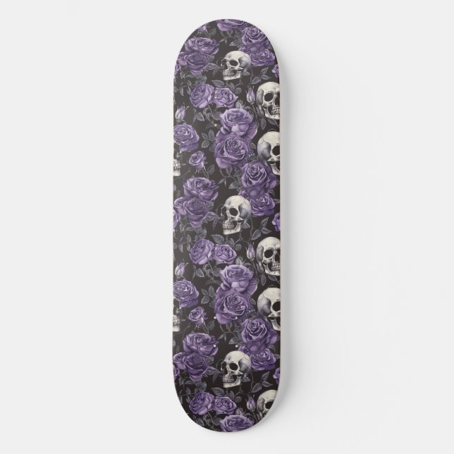 Gotham Black Lila Döskallar och Ro Skateboard (Framsida)
