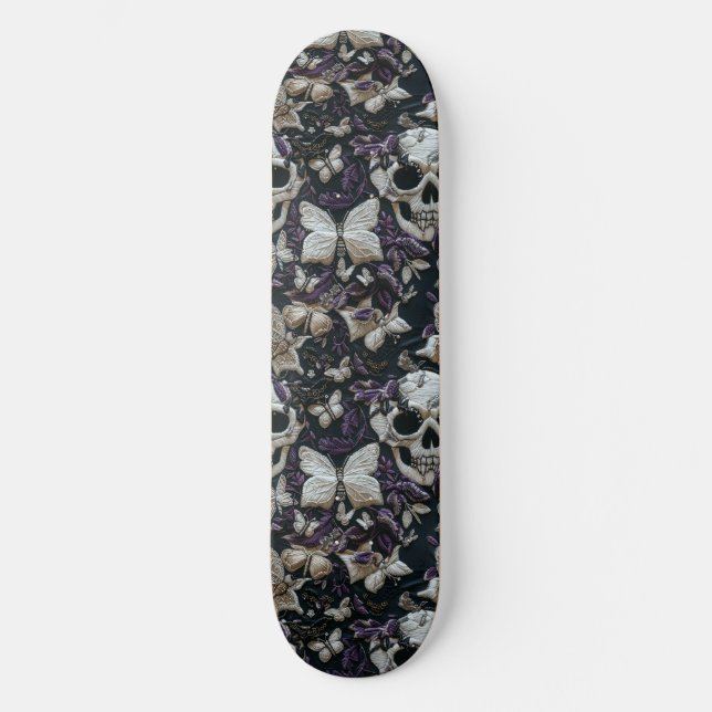 Gotham Black Lila-Döskallar och Skateboard (Framsida)