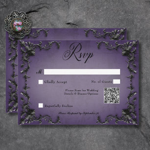 Gotham Black & Lila Filigree Heart QR-kod OSA Kort