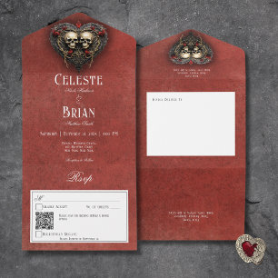 Gotham Black & Red-Döskallar och Heart Red QR-kod