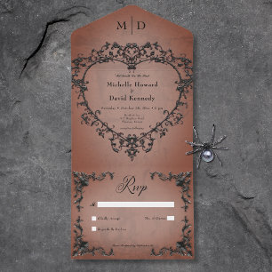 Gotham Black & Rust Filigree Heart - ingen middag