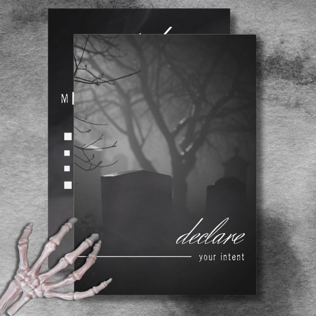 Gotham Black & White Cemetery tills dödsmiddag OSA Kort (Gothic Black & White Cemetery Until Death Dinner RSVP Card)