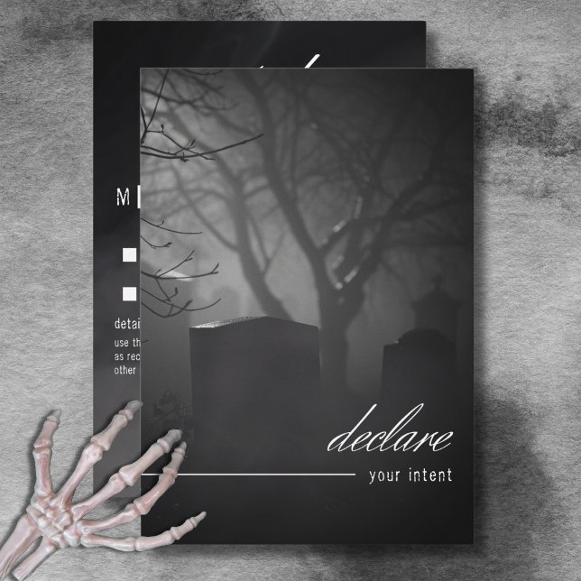 Gotham Black White-kyrkogård tills ingen middag dö OSA Kort (Gothic Black White Cemetery Until Death No Dinner RSVP Card)