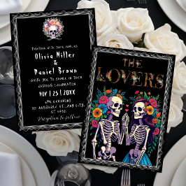 Gotham Blommigt halloween Skeleton Bröllop Inbjudningar
