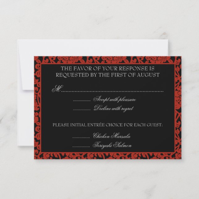 Gotham Blommigt Red & Black Damask OSA Monogram (Framsida)