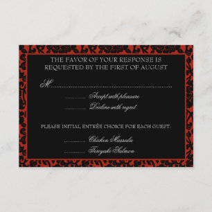 Gotham Blommigt Red & Black Damask OSA Monogram Kort