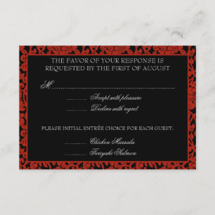 Gotham Blommigt Red & Black Damask OSA Monogram Kort