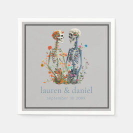 Gotham Blommigt Skeleton Namn Datum Bröllop Pappersservett