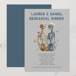 Gotham Blommigt Skeletons Bröllop Rehearsal Middag Inbjudningar