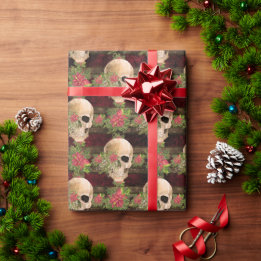 Gotham Blommigt Skull & Poinsettia jul Mönster Presentpapper